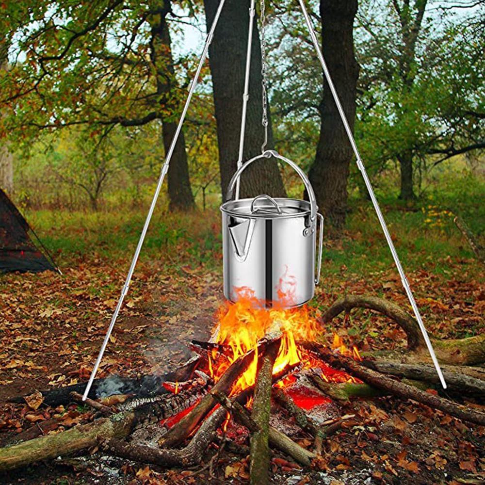 Chaleira Elétrica do Aço Inoxidável ao ar livre Folding Camping Cafeteira Bule Pote Pendurado Portátil Picnic Fogão 1.2L