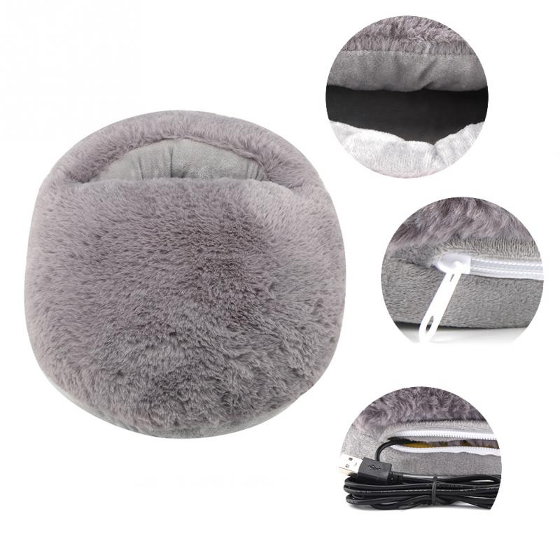 Calentador de pies con almohadilla de calefacción USB, zapatillas de calefacción para invierno y oficina, cojín de calor, calentador de pies eléctrico, zapatos, manta para calentar el invierno: Gris