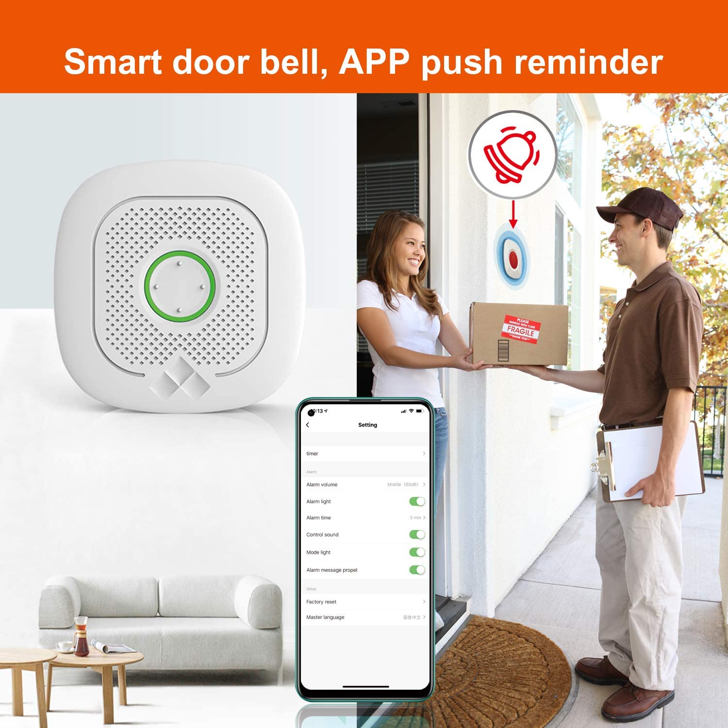 Wolf-Guard 3Pcs Smart Life / Tuya Wifi Home Alarm System Kit 433MHz Wireless Siren Emergency Alarming for Elderly / Patient