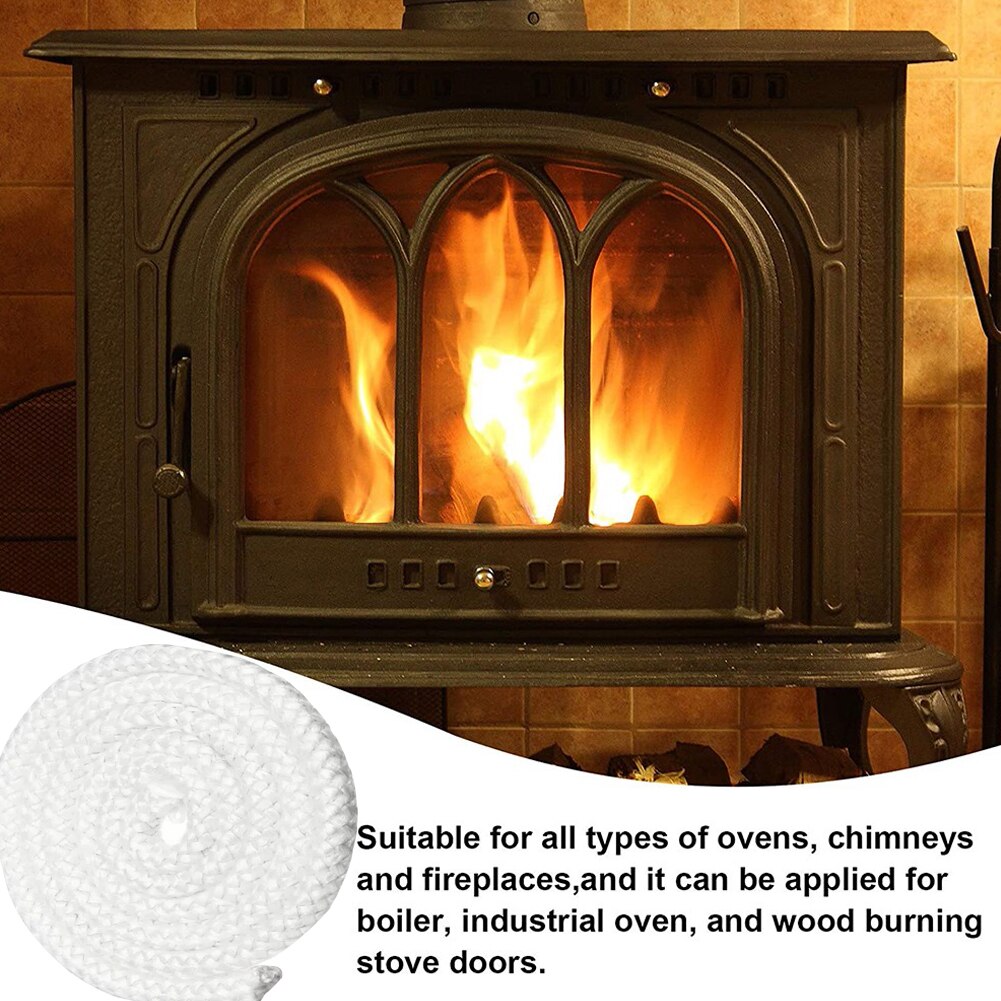 Cuerda de sellado para quemador de madera, reemplazo de cable de vidrio de alta temperatura para chimenea y puerta de estufa, color blanco, 6/8/10/12mm, 2m