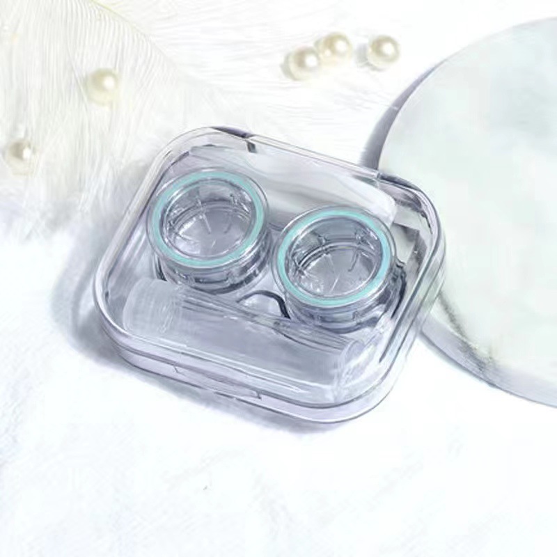 콘택트 Plastic Contact Lens Cases Simple Oval Transparen Portable Eye Contacts Lenses Holder Box Case with Tweezers Remover Tools: army green
