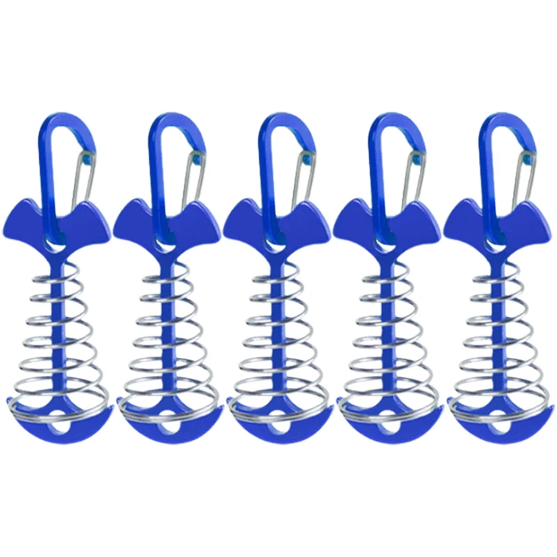 10/5PCS Lente Visgraat Dek Haringen Tent Stakes Luifel Anker Wind Touw Gesp met Karabijnhaak Dek Vaste nagels Camping Tent Haken: WHITE