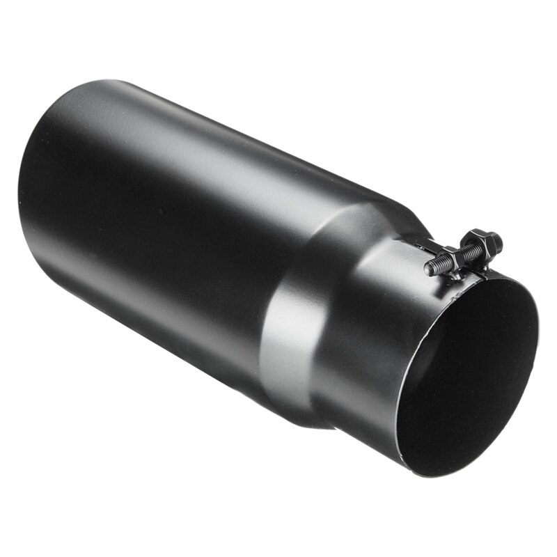 Car Exhaust Muffler 4 Inch Inlet 5 Inch Outlet Exhaust Tip Rear Pipe Tube Black Stainless Steel