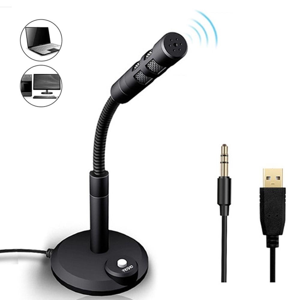 3.5mm Studio Microphone With Stand Holder USB Desktop Microphone Speech Microphone For PC Mini Notebook Computer