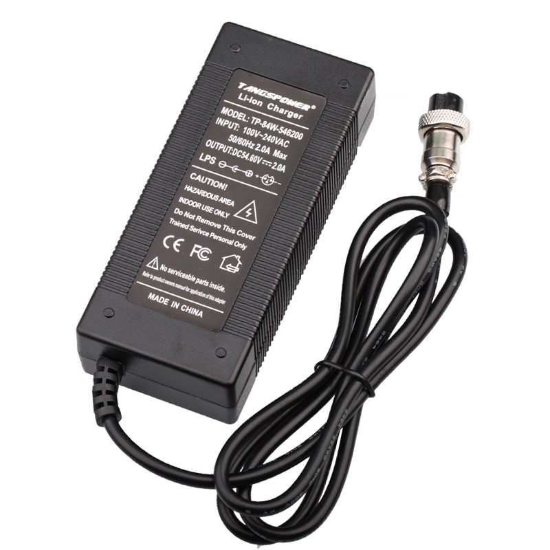 54.6V 2A Lithium Battery Charger For 48V Li-ion Battery Pack Charger DC / XLR / GX16 Connector