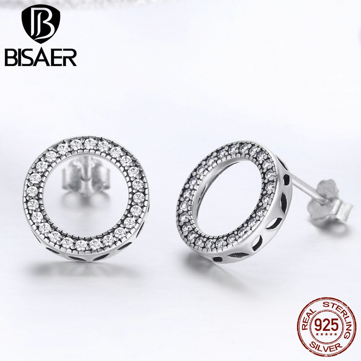 BISAER-pendientes de plata de primera ley y circón para mujer, aretes pequeños, plata esterlina 925, Circonia cúbica, zirconia, circonita, zirconita,