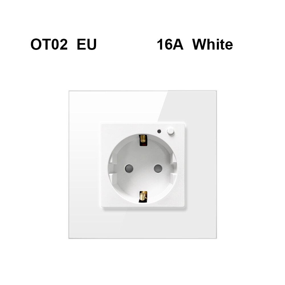 Avatto tuya eu wifi smart vegguttak med luksuriøst glasspanel, smart liv app smart vegguttak arbeid til google hjem, alexa: 16a uttak hvit