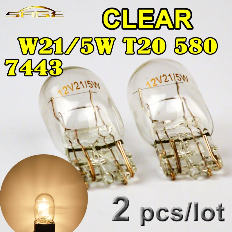 Hippcron T20 7443 580 W21/5 W Helder Glas Auto Signaal Lamp 12 V 21/5 W W3x16q auto Gloeilamp (2 STUKS)