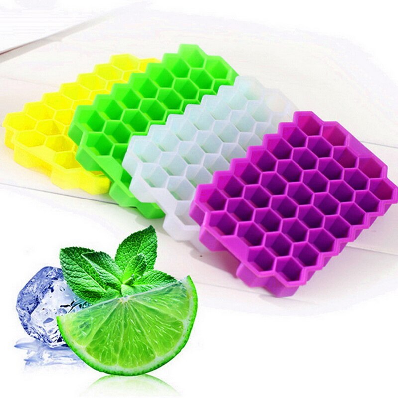 37 Cavity Ice Cube Tray Honeycomb Ice Cube Mold Food Grade Flexible Silicone Ice Molds for Whiskey Cocktail