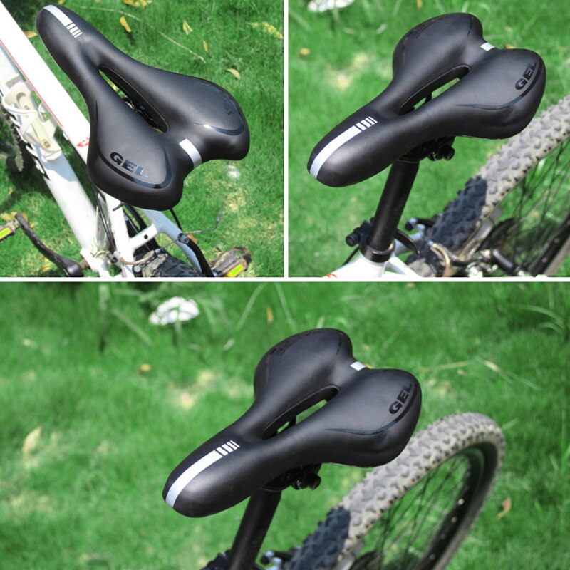 Gel cykelsadel silikone pude stødabsorberende hule cykelsadel mtb vejcykel cykelsæde pu læder overflade