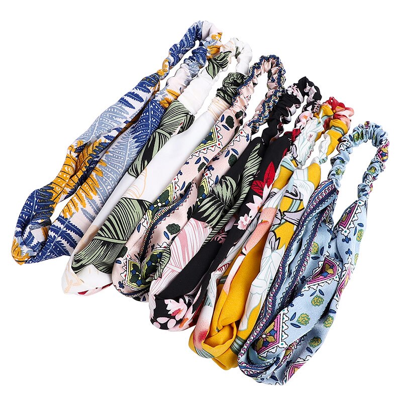 1pc vrouwen eenvoudige bloemen en bomen bos brede haarband doek knopen bladeren haarbanden kersen haar ring hoofdband voor meisje