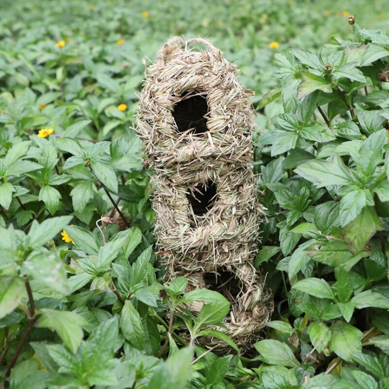 Hanging Bird House Natural Fiber Finch Bird Nest Hut Outdoor Cage