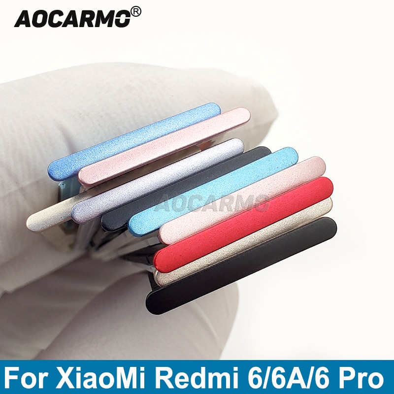 Aocarmo para XiaoMi Redmi 6 6A 6 Pro 6Pro de plástico de Metal Nano bandeja de tarjeta Sim MicroSD recambio de soporte de ranura parte