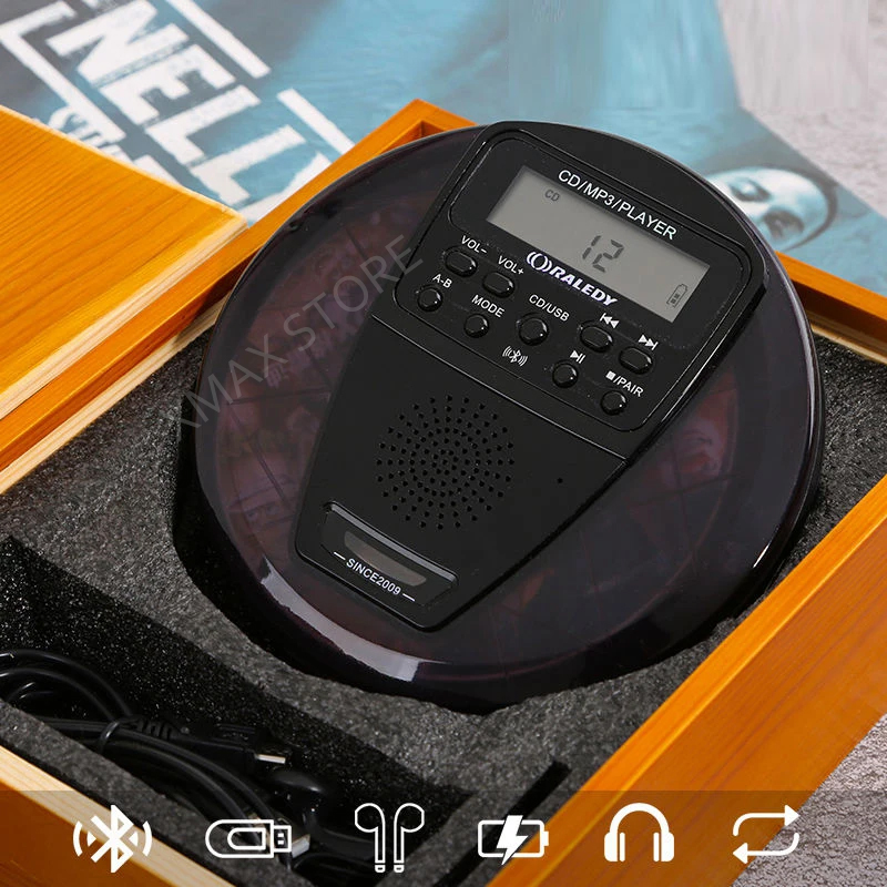 Portable CD Walkman with Bluetooth Speaker Ultra-thin CD Player Student English USB Flash Disk Repeat Speaker MP3 USB
