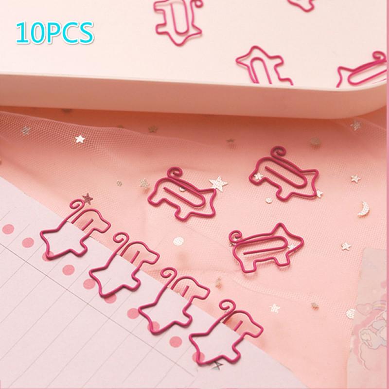 dessin animé petit mignon cochon à queue bouclée doux mignon trombone fournitures de bureau pratique pratique belle: 10pcs