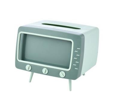 Boîte à mouchoirs créative en forme de télévision avec support de téléphone portable, distributeur Vintage pour serviettes de table, multifonctionnelle, nouveauté: green