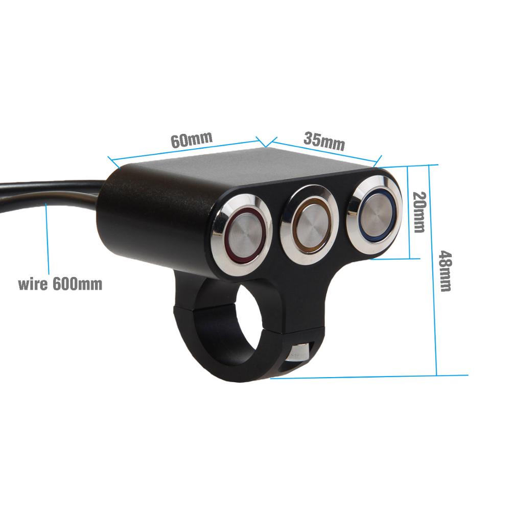 BOSMAA Motorcycle Handlebar Led Indicator light Switch 22mm/25mm Adjustable Mount Waterproof Button Switch DC12V For Fog Light