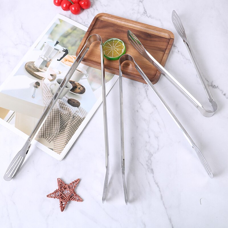 1pcs Anti Heat Stainless Steel Utensils Food Tongs Kitchen Buffet Cooking Tools Bread Clip Clamp BBQ Kitchen Tongs