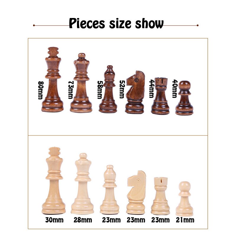 Wooden Chess Set High Grade 4 Queen Chess Game King Height 80mm Chess Pieces Folding 39*39 cm Chessboard with Wooden Chessmen I8