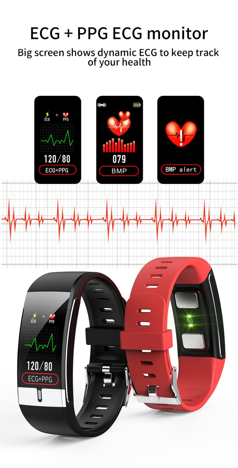 E66 smartklokke ecg ppg armbånd temperaturmåling pulstrykk oksygen helse armbånd smart band