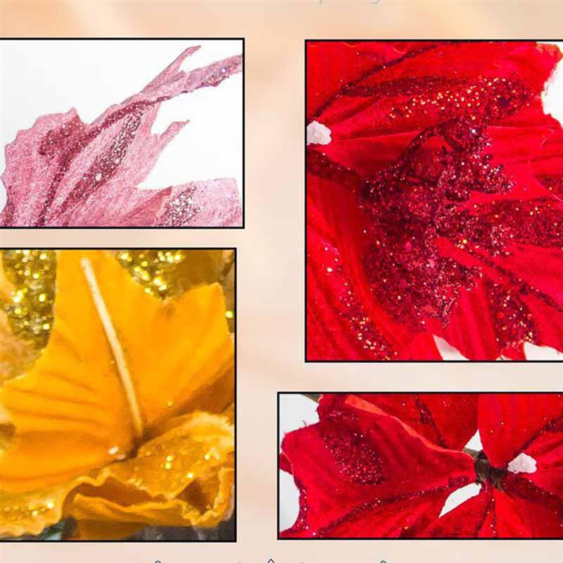 Kunstmatige kerstster glitter kerstster bloem prikkers kerstboom bloemen kerstboom decoratie accessoires feestbenodigdheden