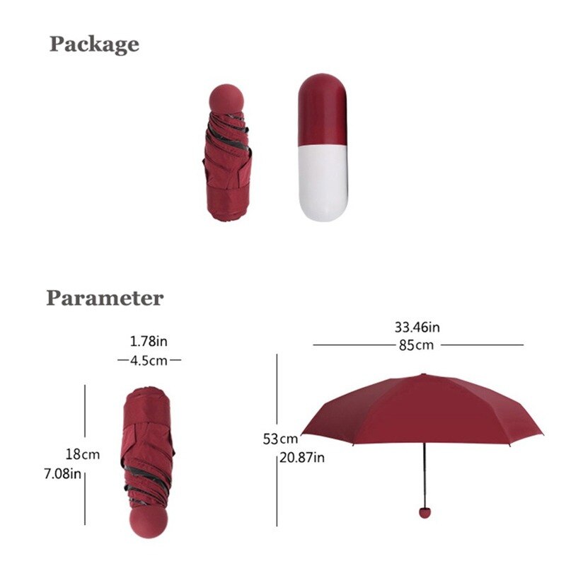 Quality Capsule Mini Pocket Umbrella Transparent Umbrella Windproof Folding Umbrella Ladies Compact Umbrella
