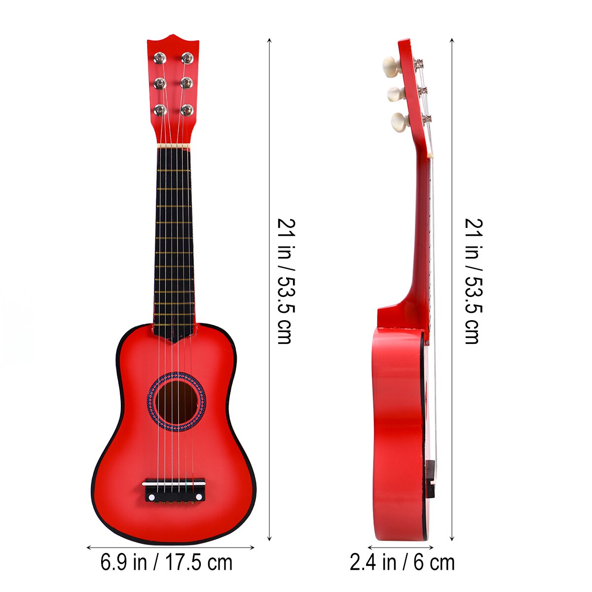 Guitarra acústica portátil de madera para niños, instrumento de tamaño pequeño, en pulgadas, Rojo