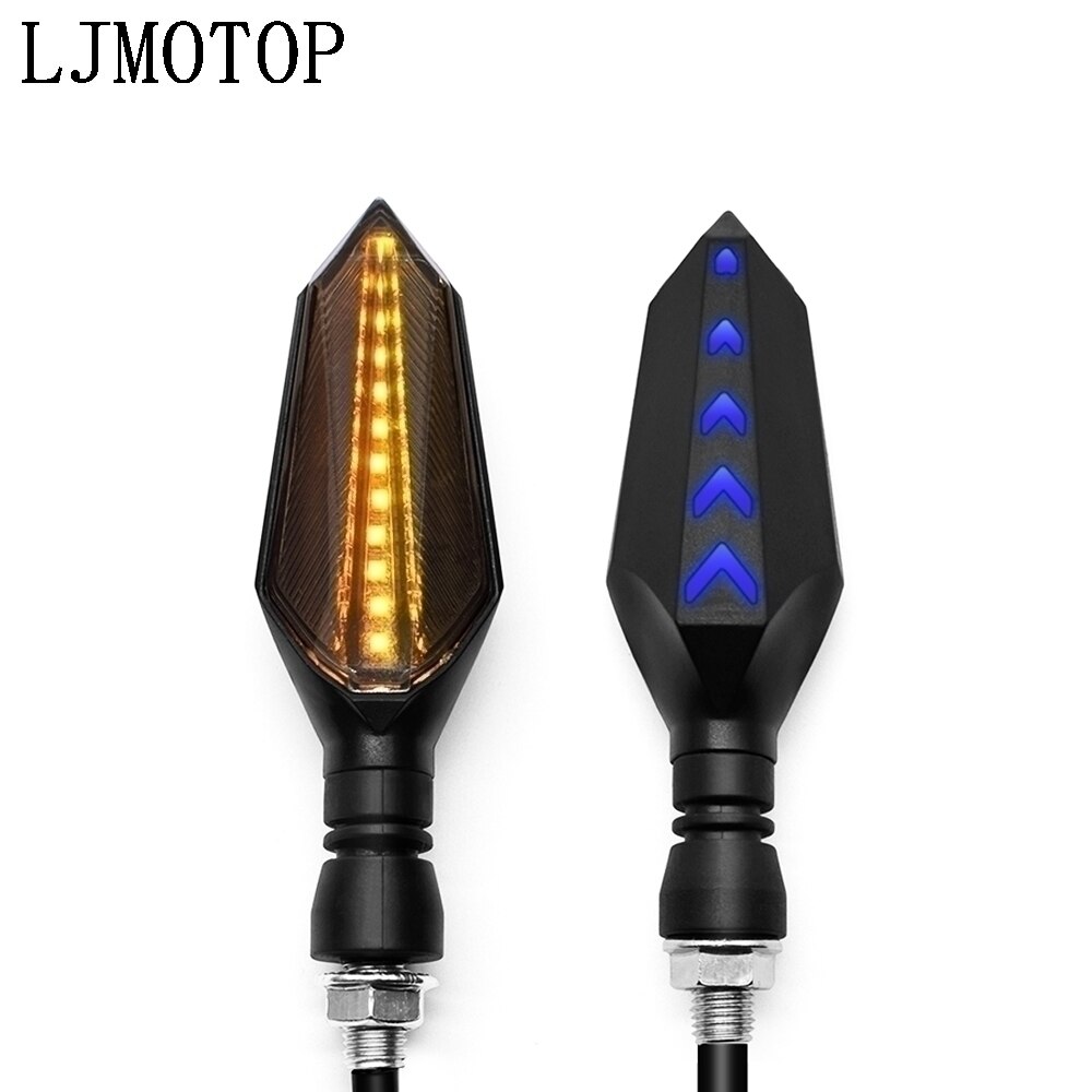 Universell motorsykkel ledet blinklys lampe sekvensiell flytende blits indikatorlys gult løpelys: 1 par gulblå