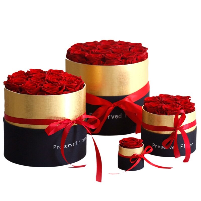 Ramo de boda de flor eterna preservada, rosa roja Real con caja, de aniversario romántico de para el Día DE LA Madre para mujer y Niña