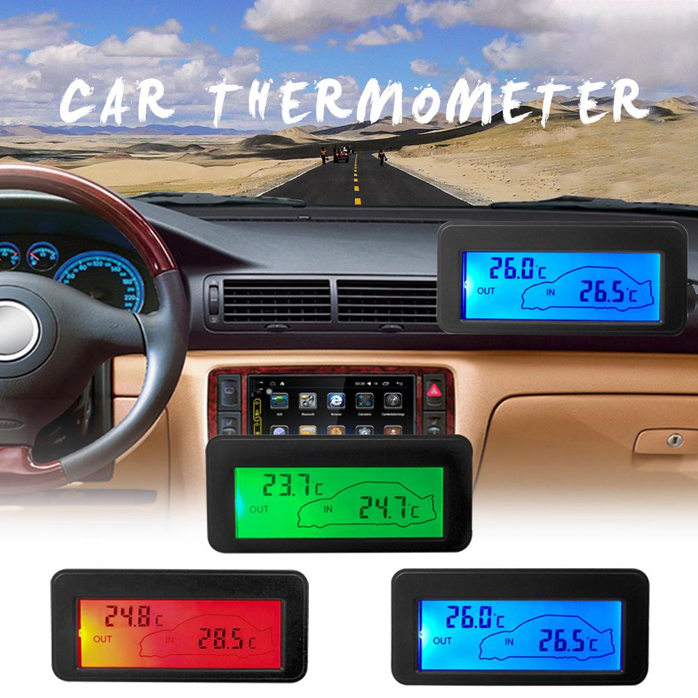 Auto Lcd Thermometer DC12V Digitale Thermometer Lcd Auto Binnen Buiten Backlight Mini Thermometer