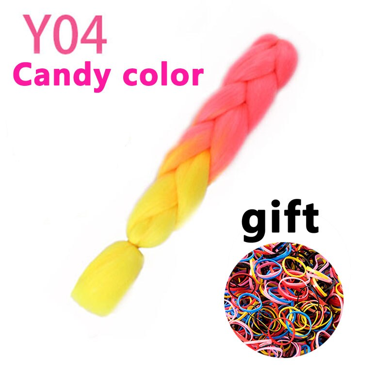 Synthetic hair Braids Ombre Braiding Hair Extension Box Braids Hair Pink Purple Yellow Golden Colors Crochet braids Kanekalon