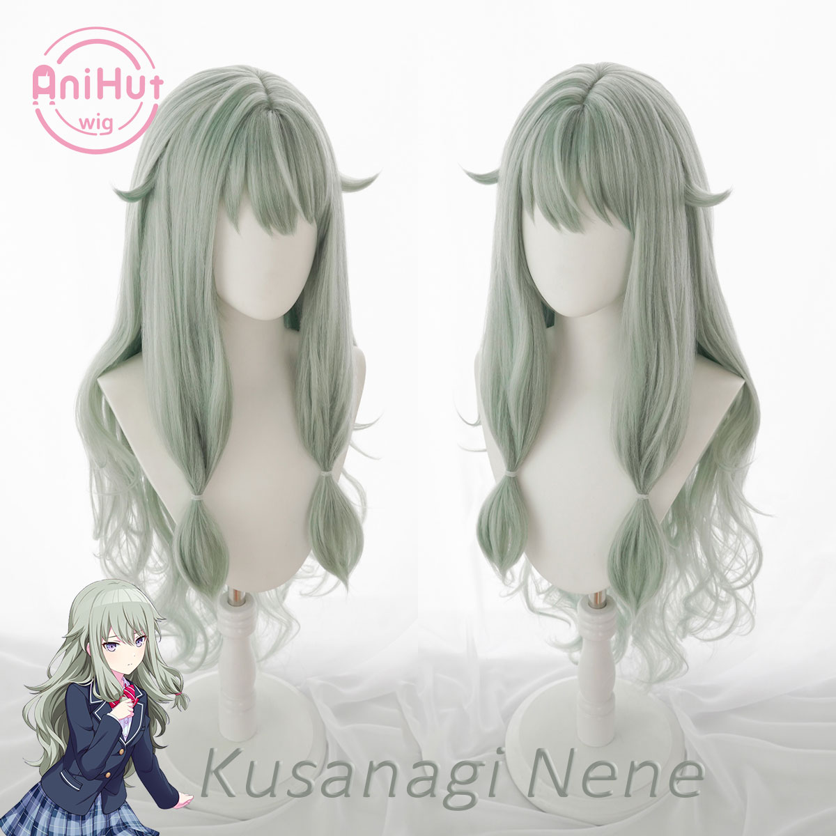【AniHut】Kusanagi Nene Green 80cm Wavy Cosplay Wig Project SEKAI COLORFUL STAGE! Heat Resistant Synthetic Cosplay Hair Kusanagi