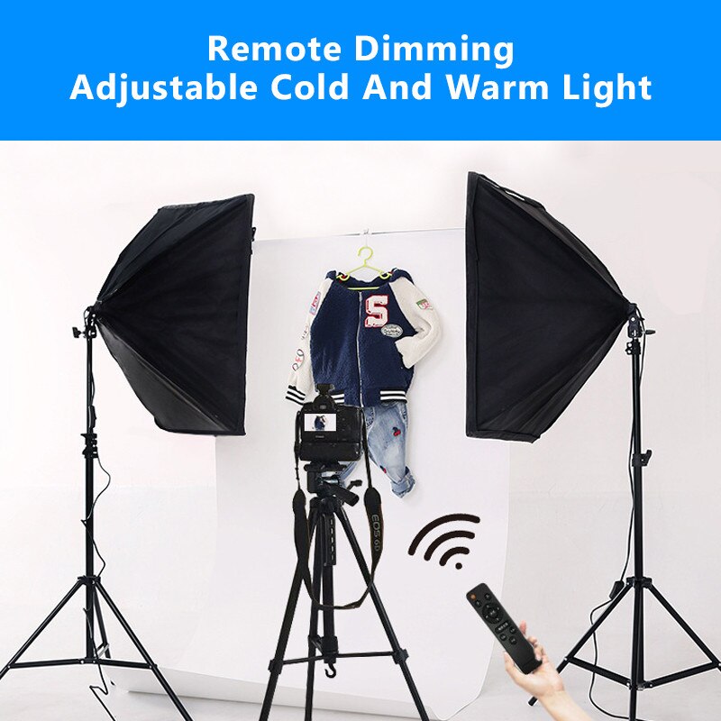 Fotografering softbox belysningssatser 50 x 70cm kontinuerligt ljus system mjuk låda för skönhet levande fotostudio utrustning