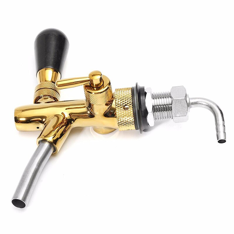 Rvs Golden Verstelbare Tapbier Kraan G5/8 Schacht Chrome Gold Plating Voor Kegerator Tap Bar Keuken