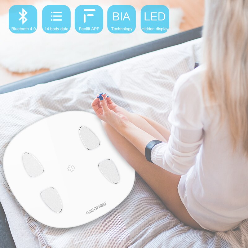 S6 báscula de grasa corporal piso científico inteligente electrónico LED peso Digital baño balanza Bluetooth APP Android o IOS