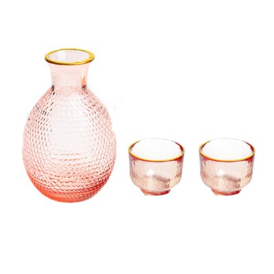 Japansk sake sæt blomme vin kop frugt vin gryde rav hammer mønster glas gryde guldkant glas whisky kop fødselsdag: Forgyldt 1 gryde 2 kopper