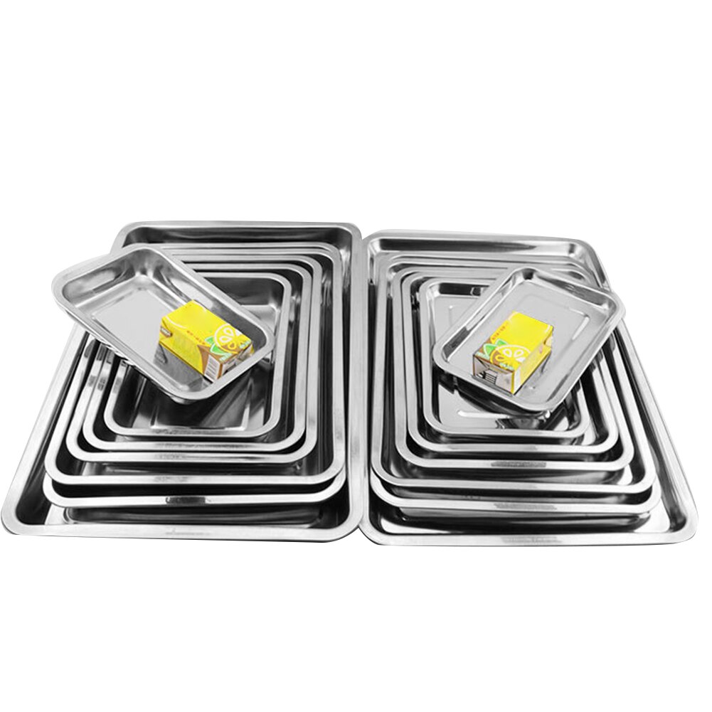 Stainless Steel Rectangular BBQ Grill Fish Baking Tray Biscuit Bread Cake Baking Plate Pan Kitchen Cooking Supplies