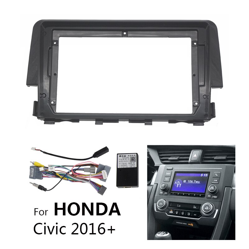 Marco de Radio de coche Kit para HONDA Civic estéreo para coche reproductor Multimedia tablero Panel de plástico de Fascia de adaptador