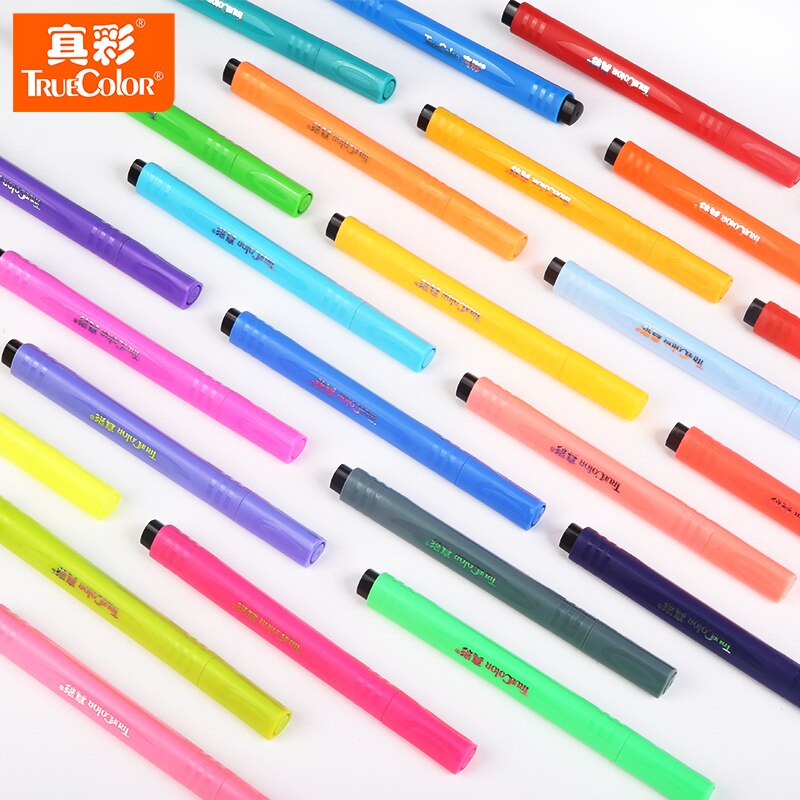 Barra triangular Truecolor, bolígrafo de acuarela de gran capacidad, Pluma de pintura para niños, 48 colores de pintura lavable bru