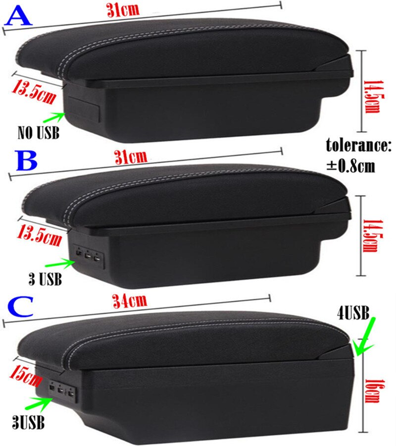 Centre Console Storage Box Armrest For Honda Fit Jazz Arm Rest Rotatable