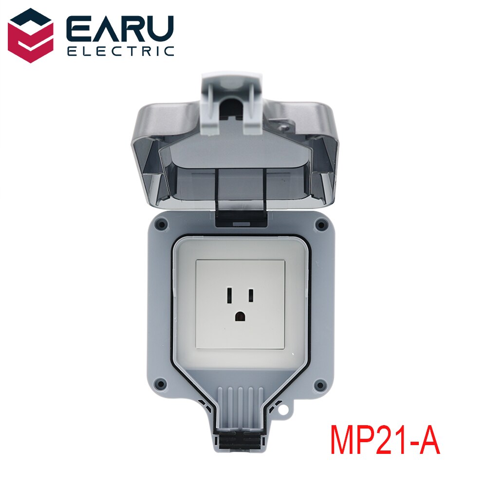 1pc Americ US Standard IP66 15A AC250V Weatherproof Waterproof Outdoor Wall Power Socket Box Electrical Outlet for Charging Pile: MP21-A