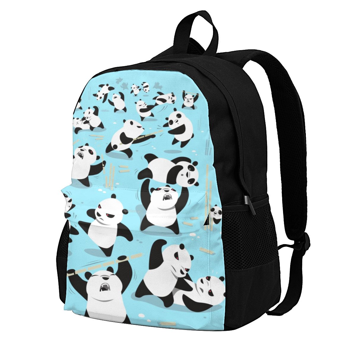 Rucksäcke mit wütendem panda-motiv, pandamonium university-rucksack für teenager, schöne polyestertaschen: 1