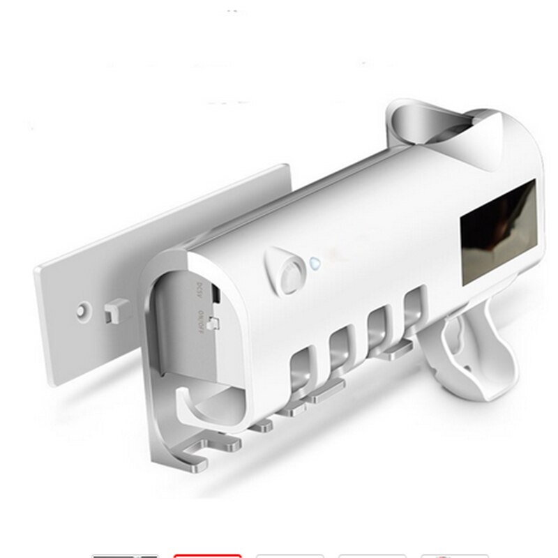 Solar Induction Electric Toothbrush Sterilizer UV Light Antibacterial Toothbrush Holder Toothpaste Dispenser Wall Mount