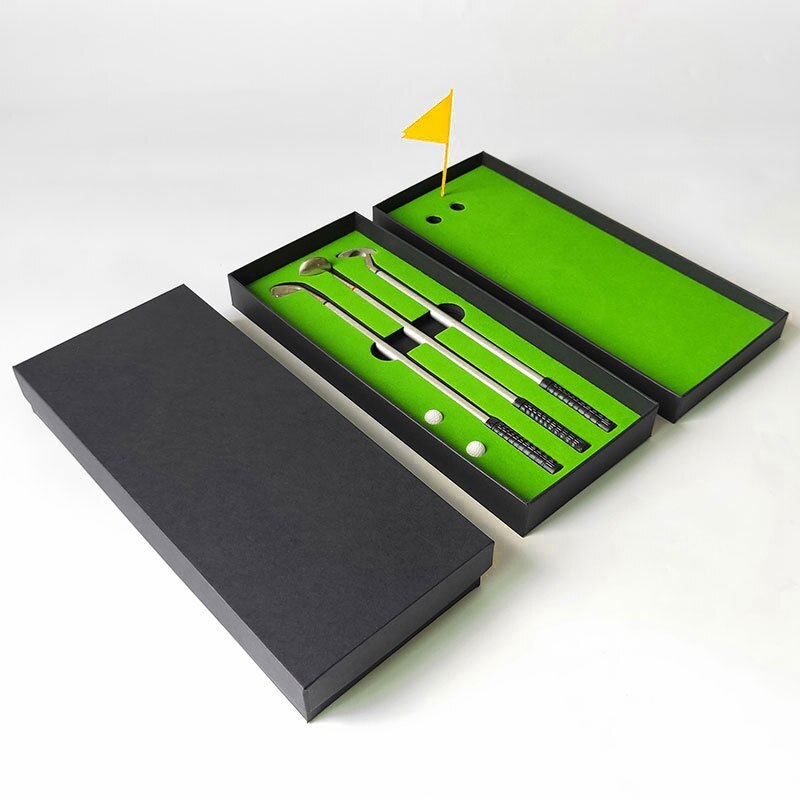 Golf Box Ballpoint Pen Golf Tournament Set Metal Club Pen Mini Golf Putter Pen