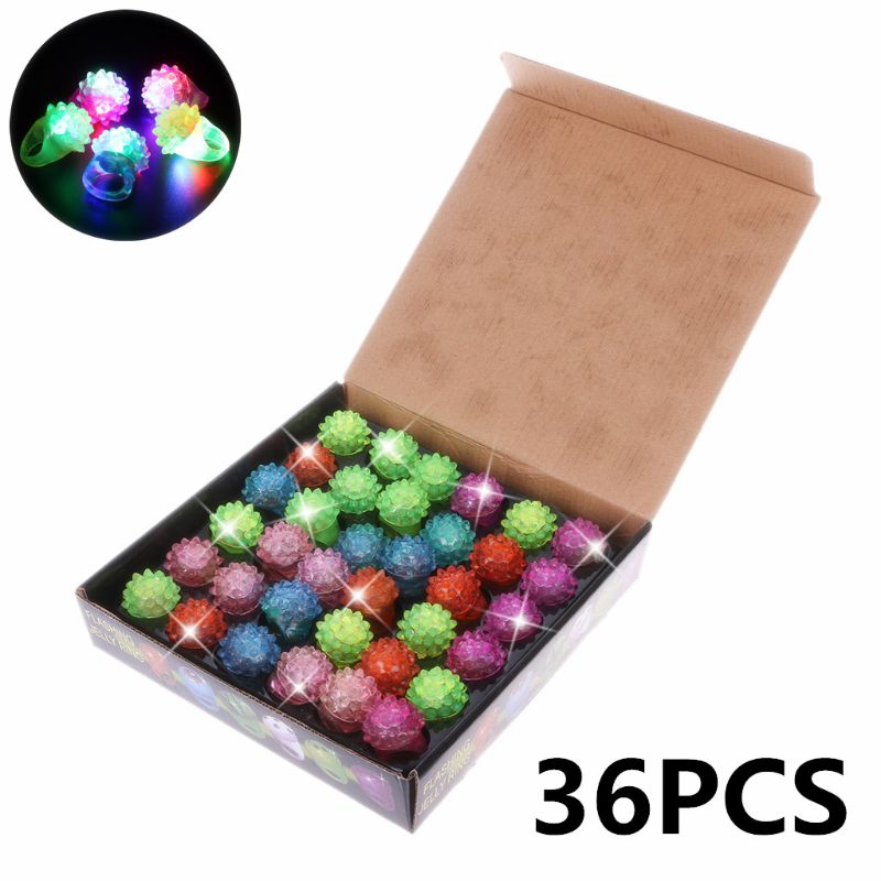 36 stücke Erdbeere Blinkende LED Licht Up Spielzeug Holprigen Ringe Party Favors Supplies Glow Gelee Blinkt Groß