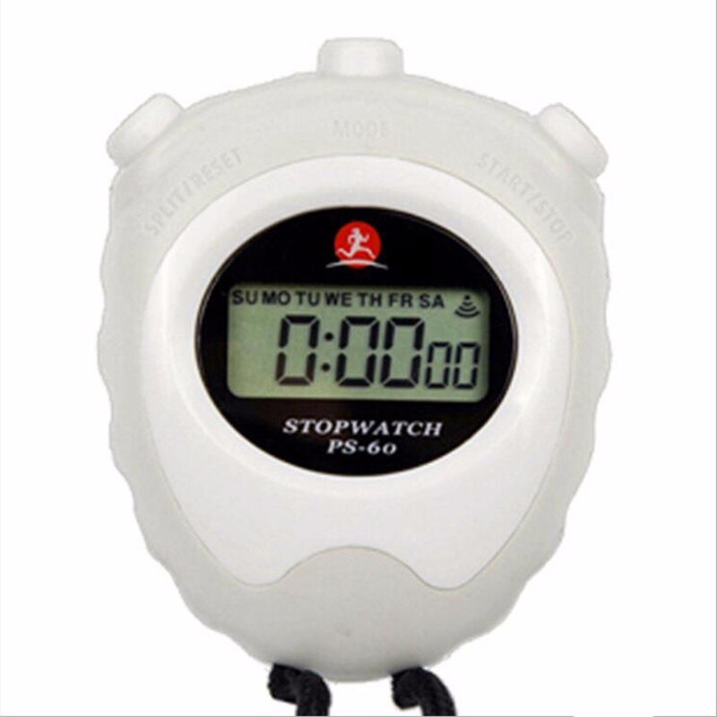 Men Digital Stopwatch Sports Running Waterproof LCD Outdoor Sports Wrist Horloge Chronograph Timer Counter Alarm Watches: White