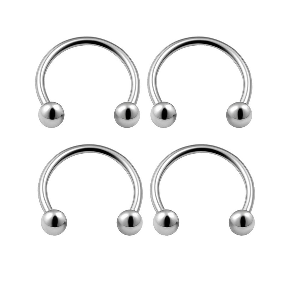 10pcs Titanium Anodized Stainless Steel Captive Eyebrow Lip Nose Septum Ear Ring Tongue Piercing Body Jewelry