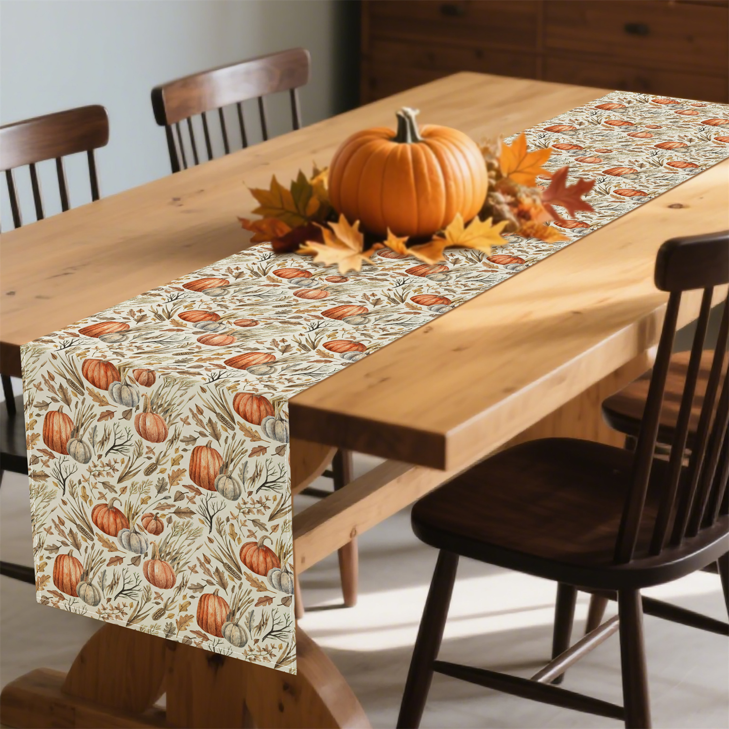 Bordløber halloween græskar efterår hø majs bordløber køkken restaurant hjem dug dekoration efterår thanksgiving pa