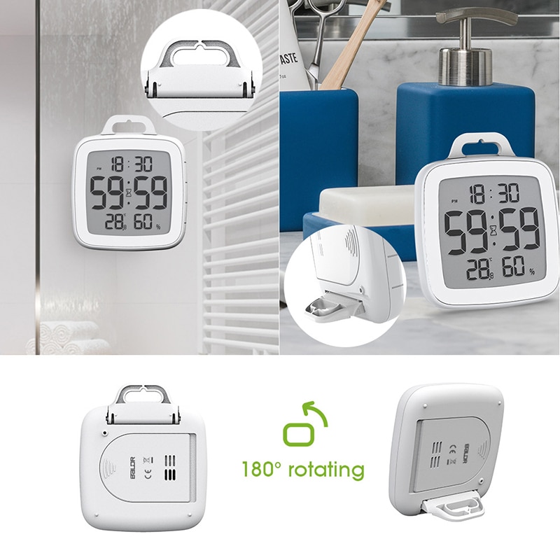Multifunctional Waterproof Digital Clock LCD Bathroom Wall Clocks Temperature Humidity Countdown Shower Clock Wall Timer Clocks