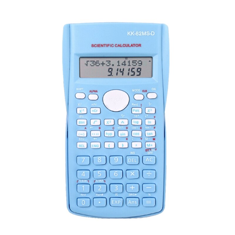 Calculadora Científica Digital para estudiantes, dispositivo con 240 funciones, 82MS, de matemáticas, 2 líneas de visualización, KK-82MS-D: Blue